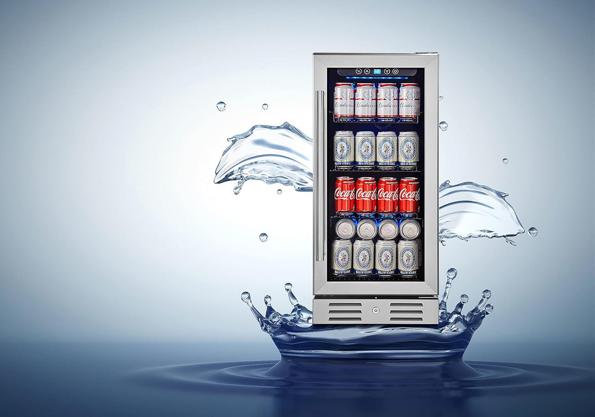 15" Beverage Cooler and Refrigerator, 96 Cans Capacity Mini Fridge D203