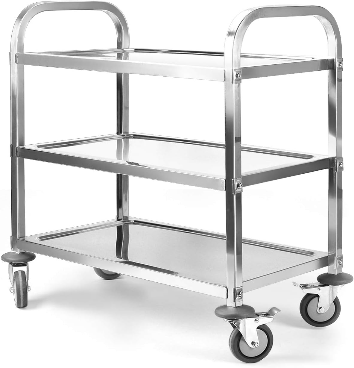 Large 3 Tier Stainless Steel Utility Rolling Cart with Locking Wheels H3359