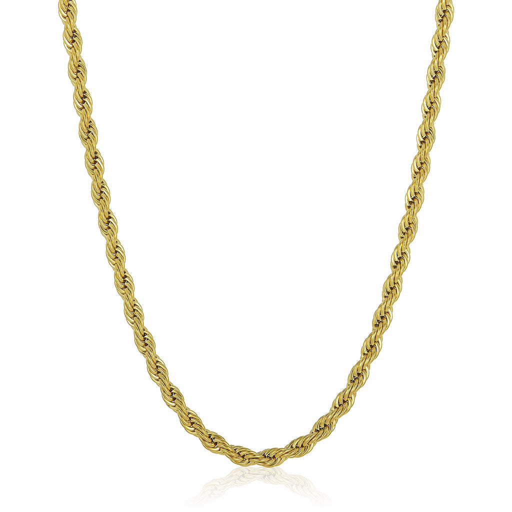 Gold Plated Stainless Steel Rope Chain Necklace 6mm 26" B902