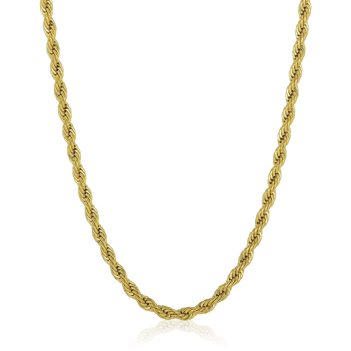 Gold Plated Stainless Steel Rope Chain Necklace 6mm 26" B902