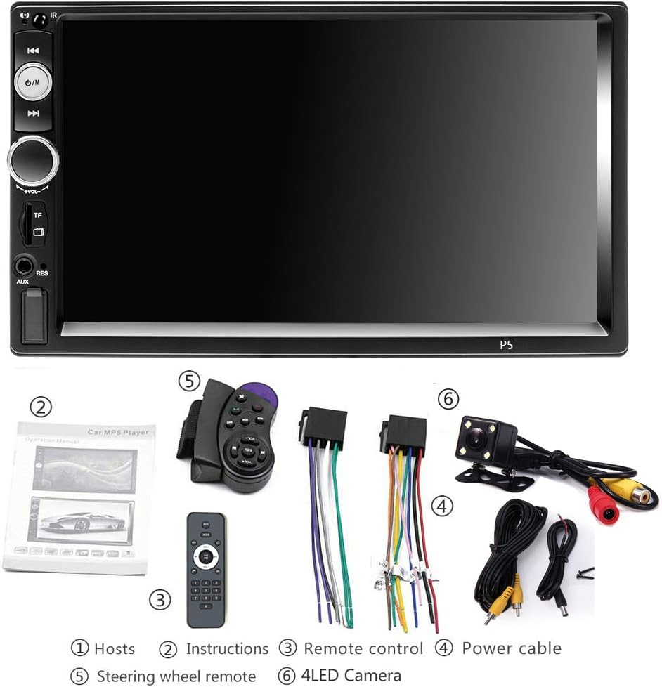 7 Inch Double Din Touch Screen Car Stereo with Backup Camera M6727
