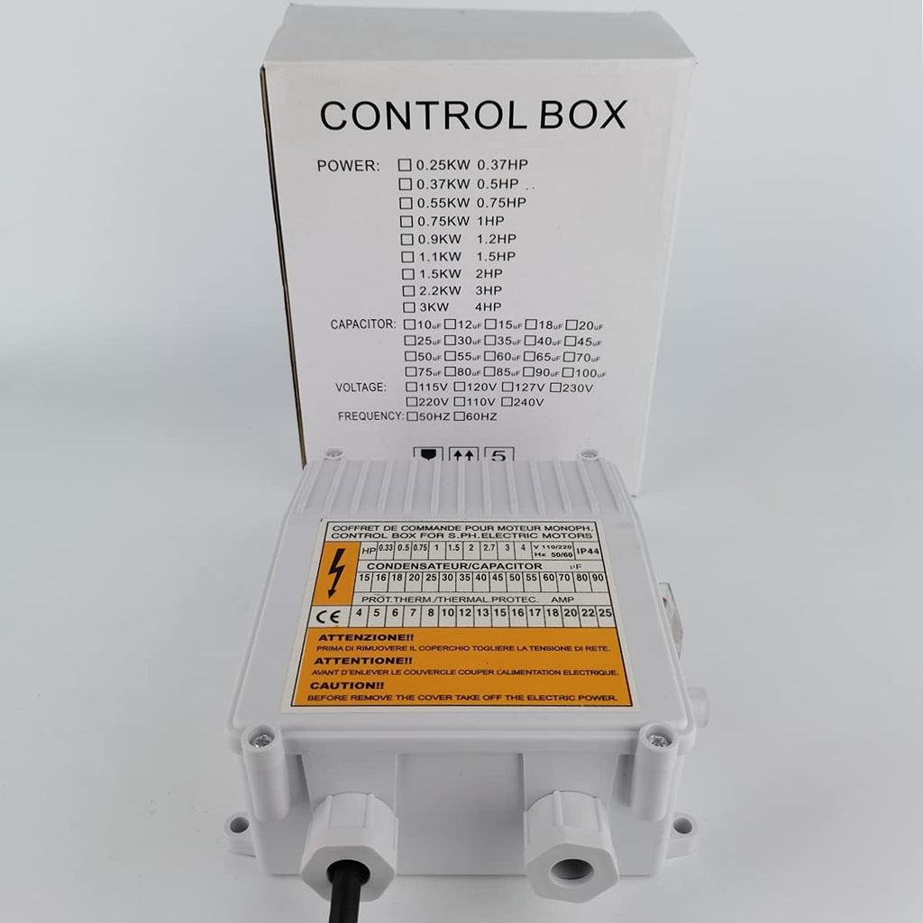 Well Pump Control Box 1.1KW 1.5HP 60uf 25A Capacitor Starter for Submersible Pump Pack of 2 S18062