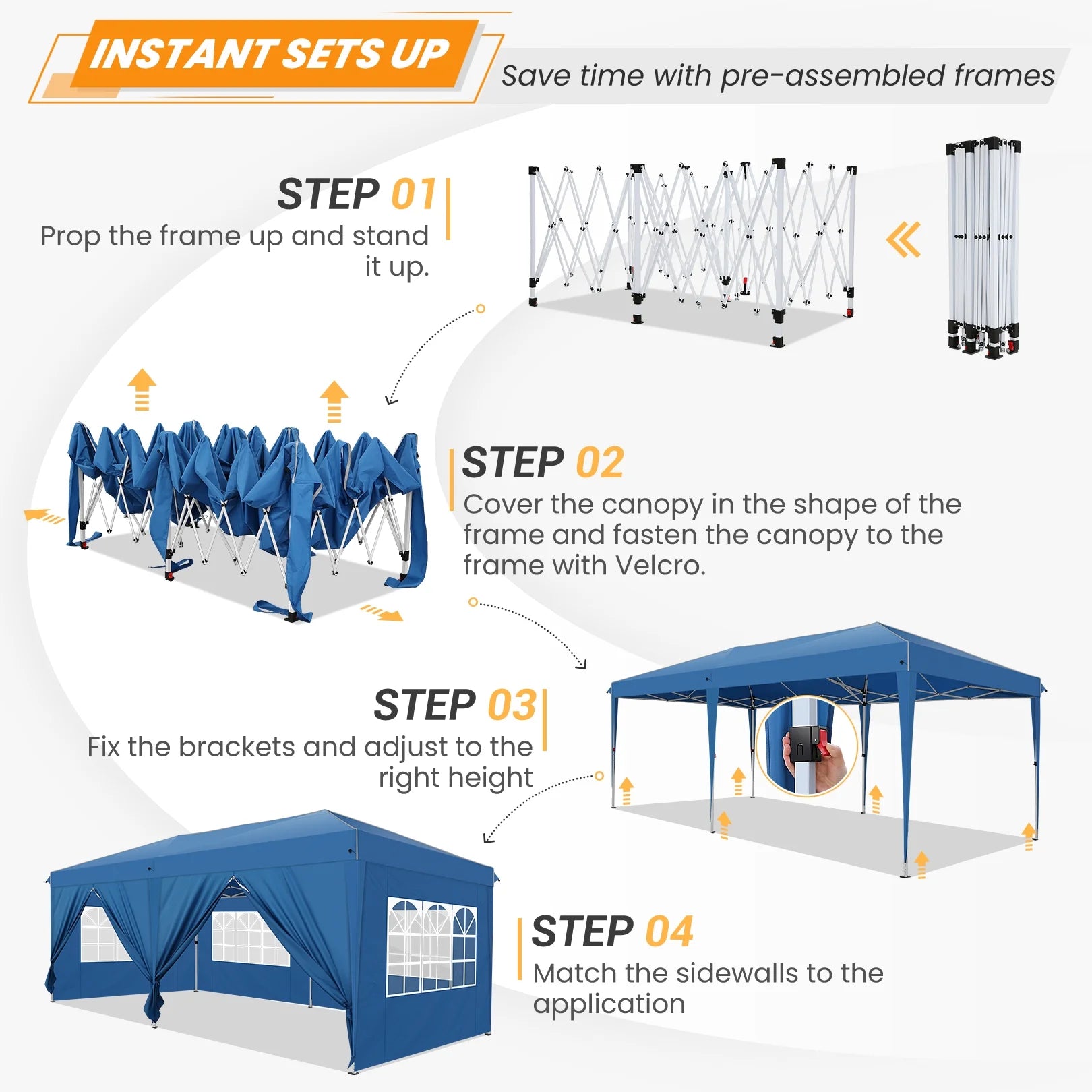 10'x20' Waterproof Commercial Pop up Canopy Tent with 4 Sandbags A4858