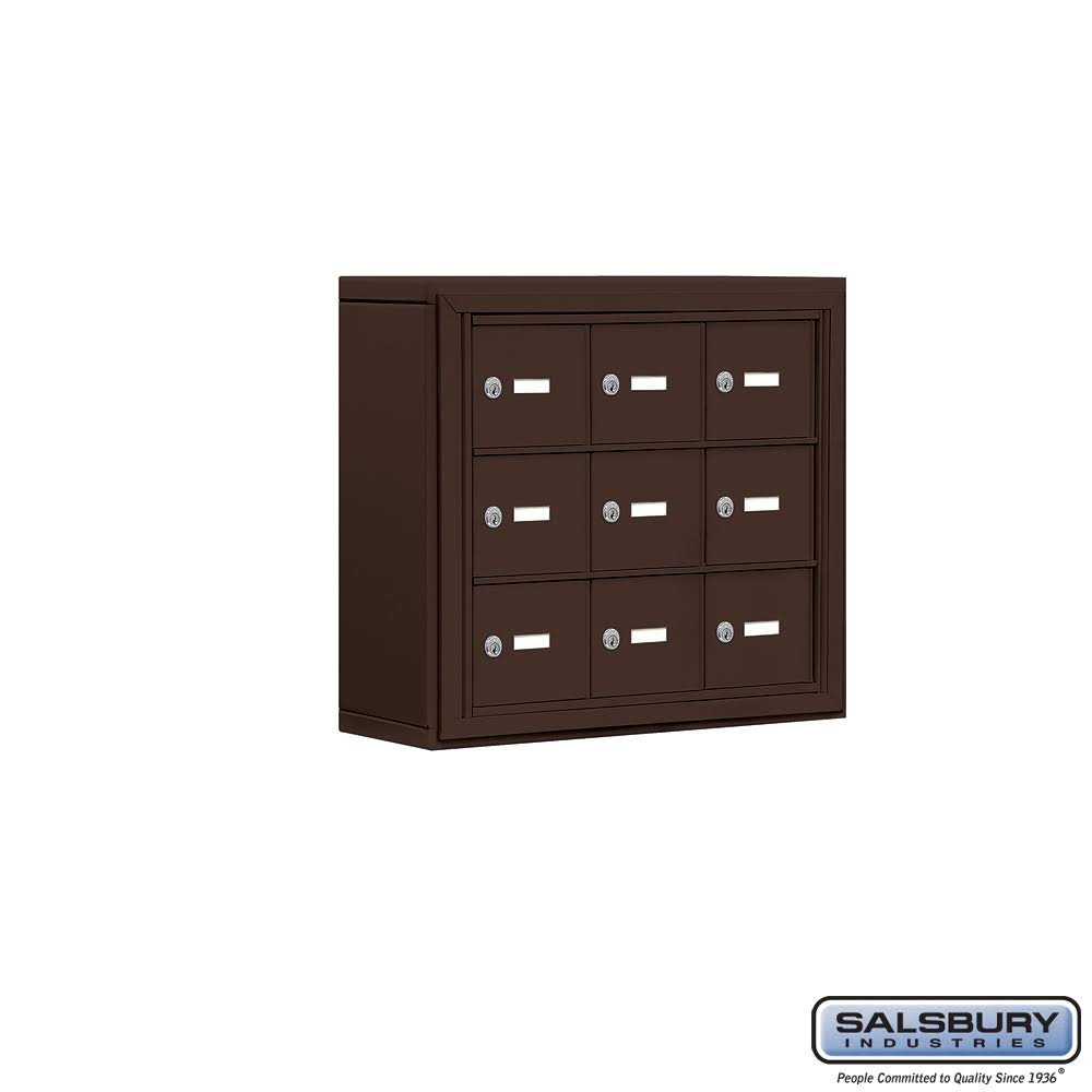 5 in. Cell Phone Storage Locker, 3 Door High Unit, 9 A Doors, Bronze, Surface Mounted, Master Keyed D929612