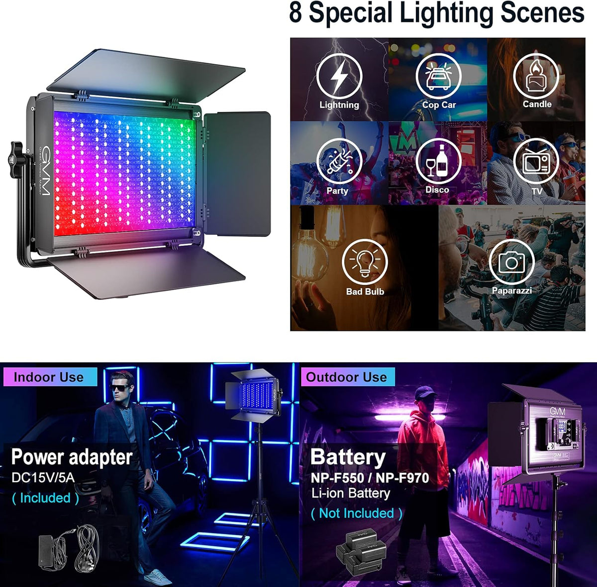 RGB LED Video Light 2 Packs 1128 Led Beads Q1899