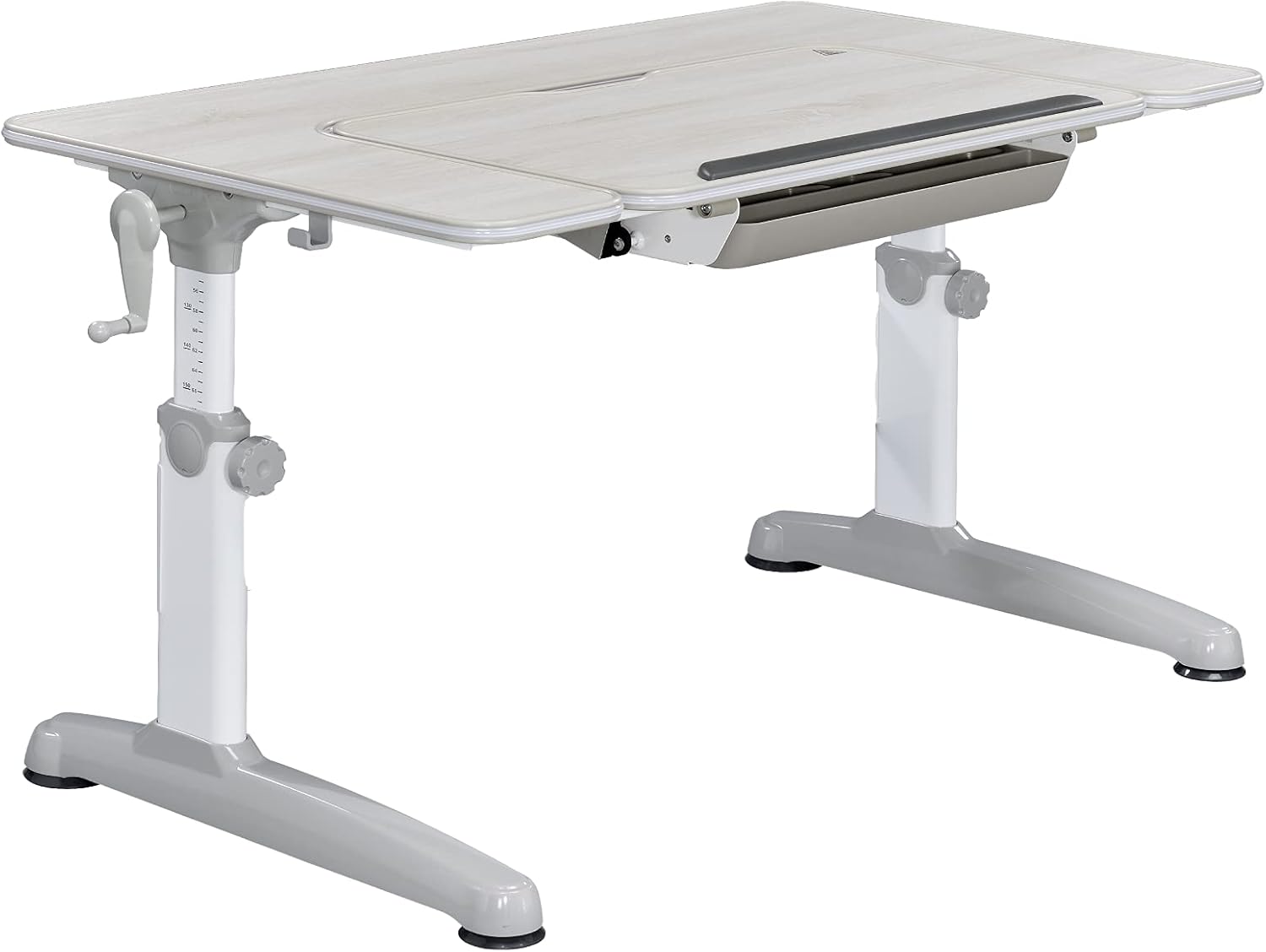 Gray and White Oak Height Adjustable Study Desk I2969