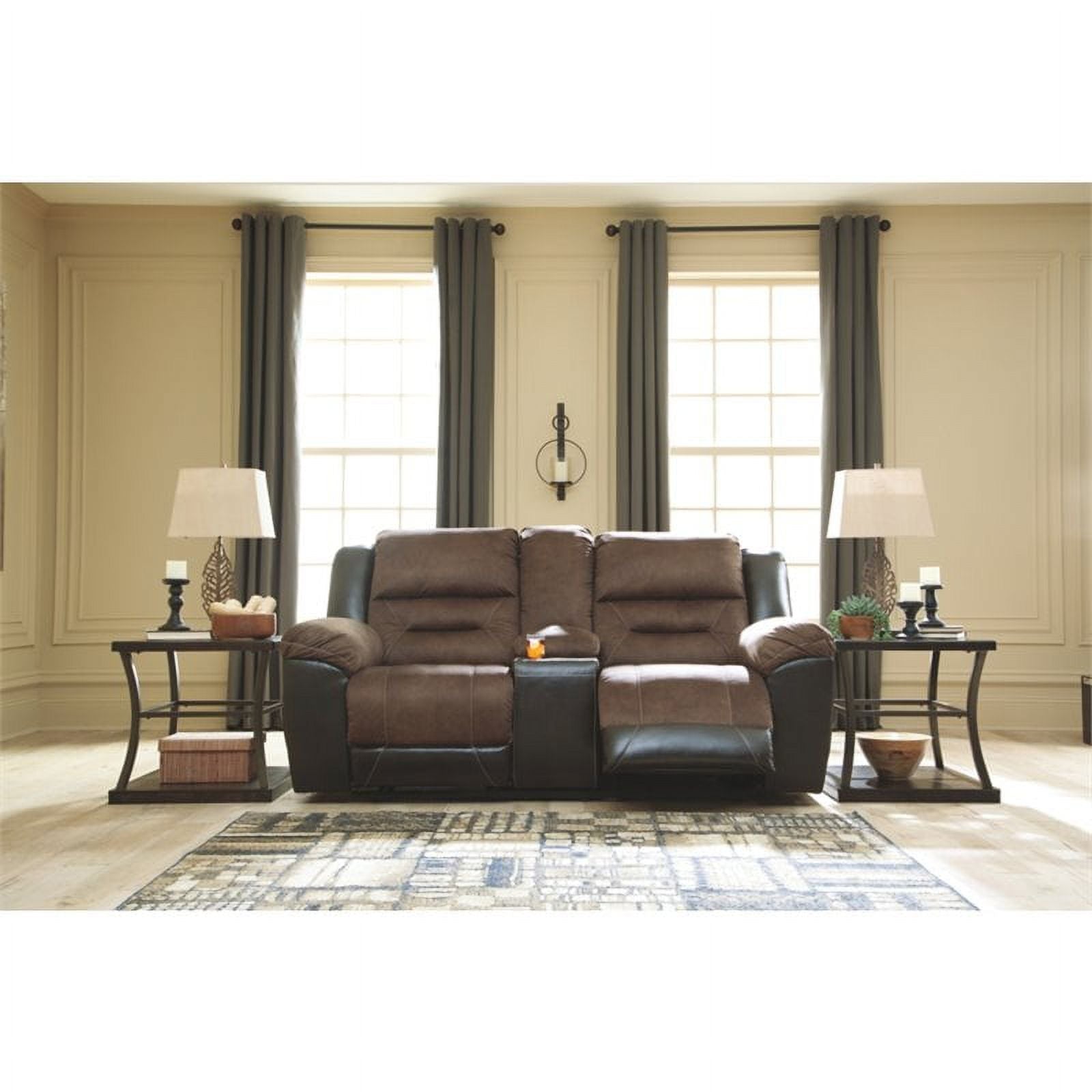 Contemporary Reclining Loveseat with Console in Chestnut P826474