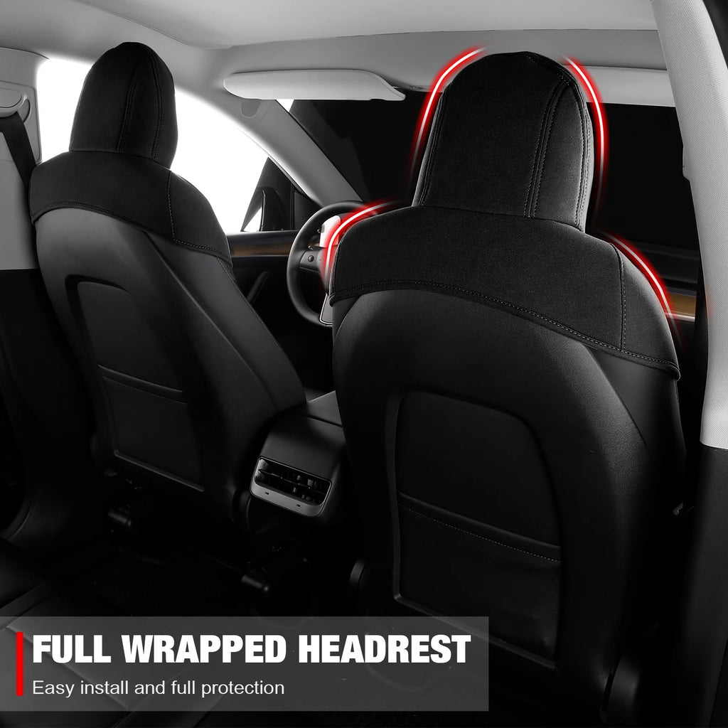 Black Suede Leather Seat Cover Cushions for Tesla Model 3 G409