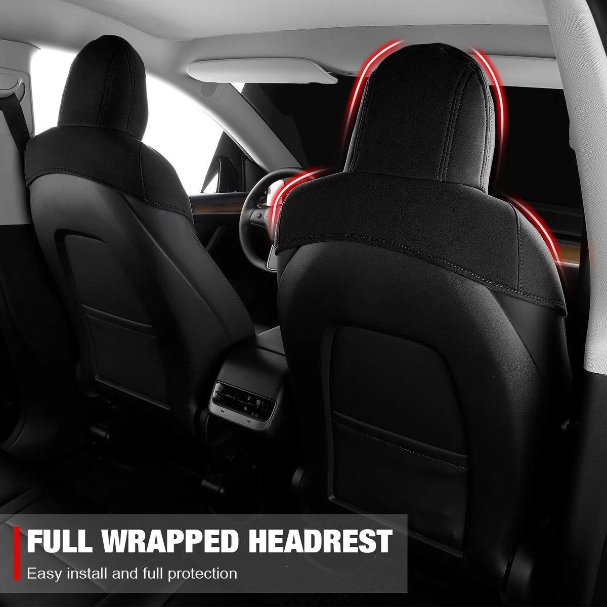 Black Suede Leather Seat Cover Cushions for Tesla Model 3 G409