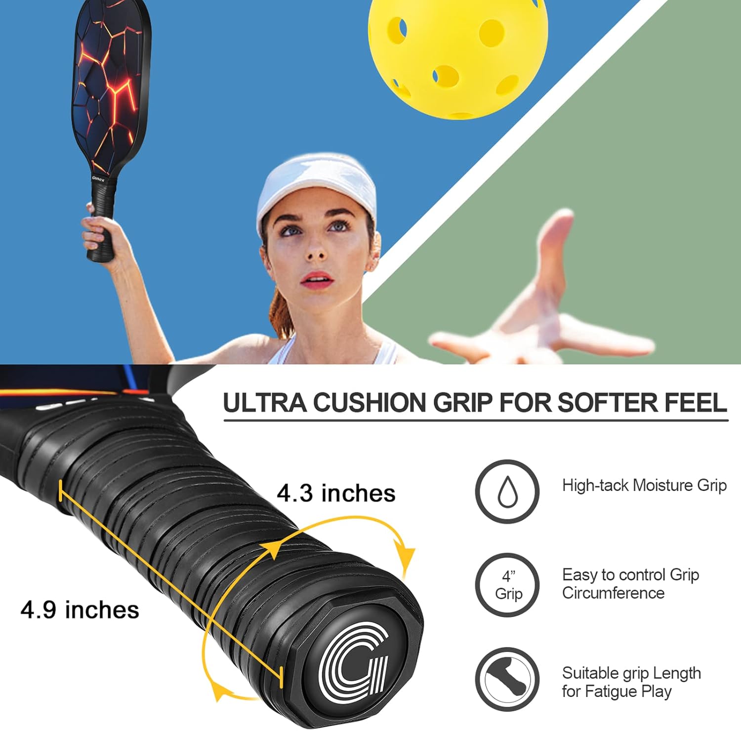 Graphite Pickleball Paddles Set of 2 with 4 Balls and Carry Bag G820994