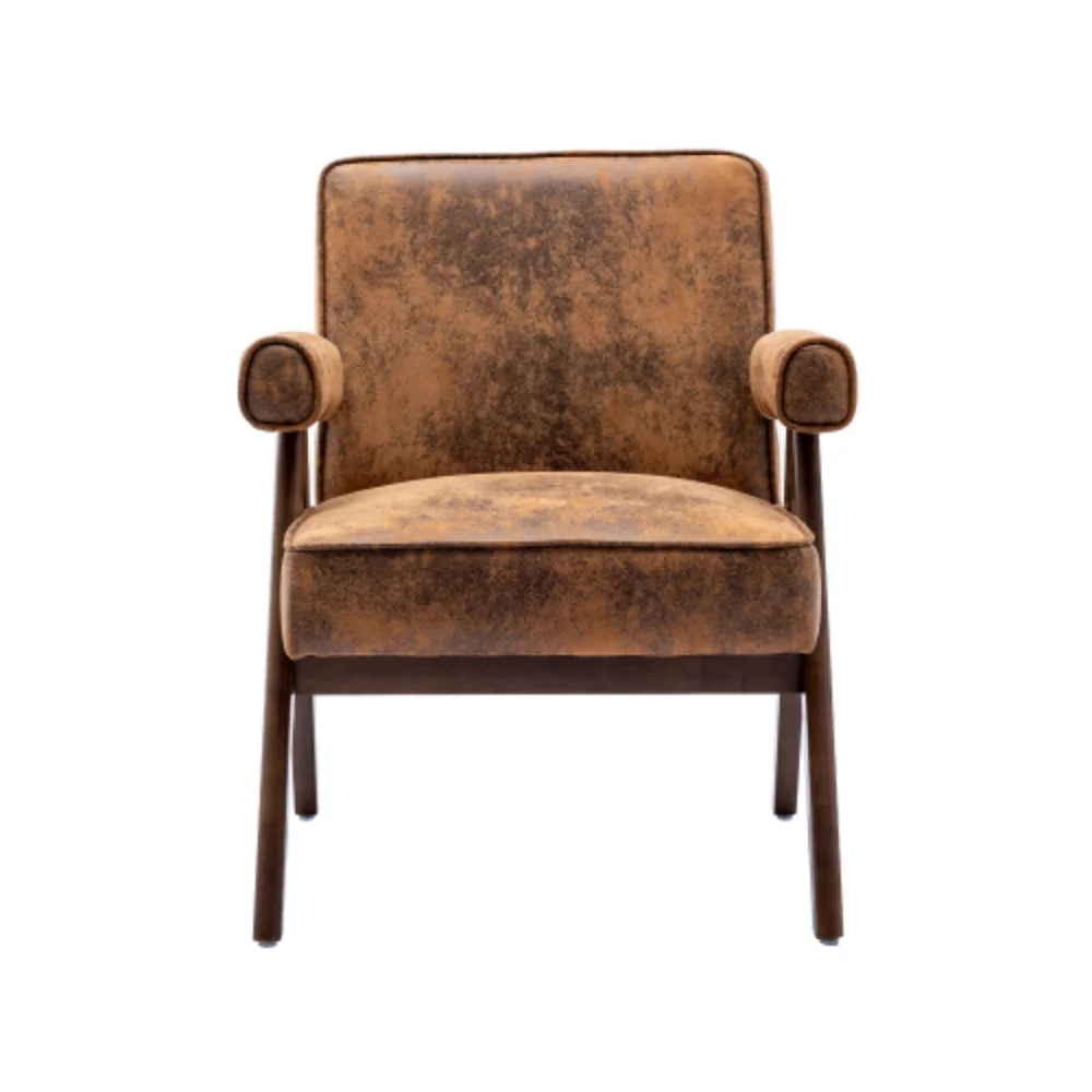 Mid-Century Modern Accent Chair with Solid Wood Armrest and Feet L205