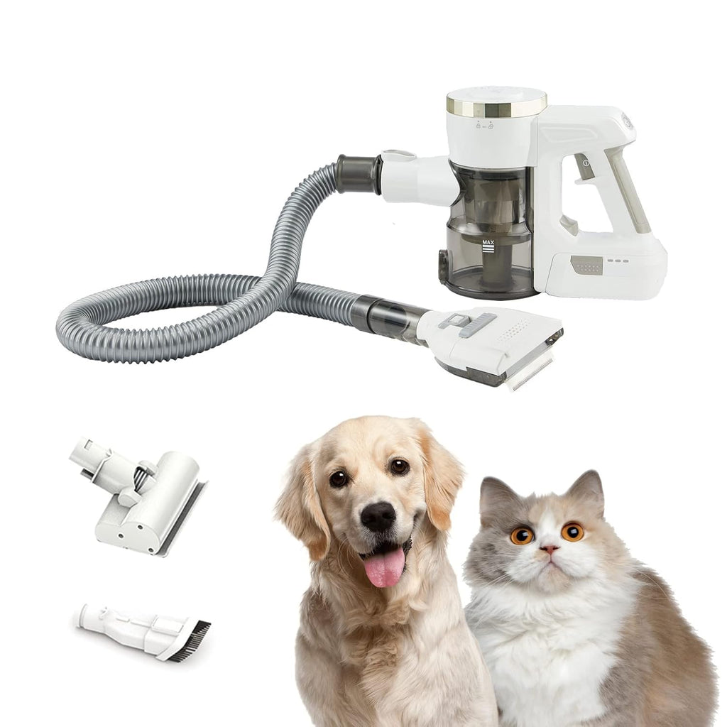 Cordless Pet Vacuum Cleaner with Grooming Brush, Stainless Comb Teeth Shedding Tool Kit J99791