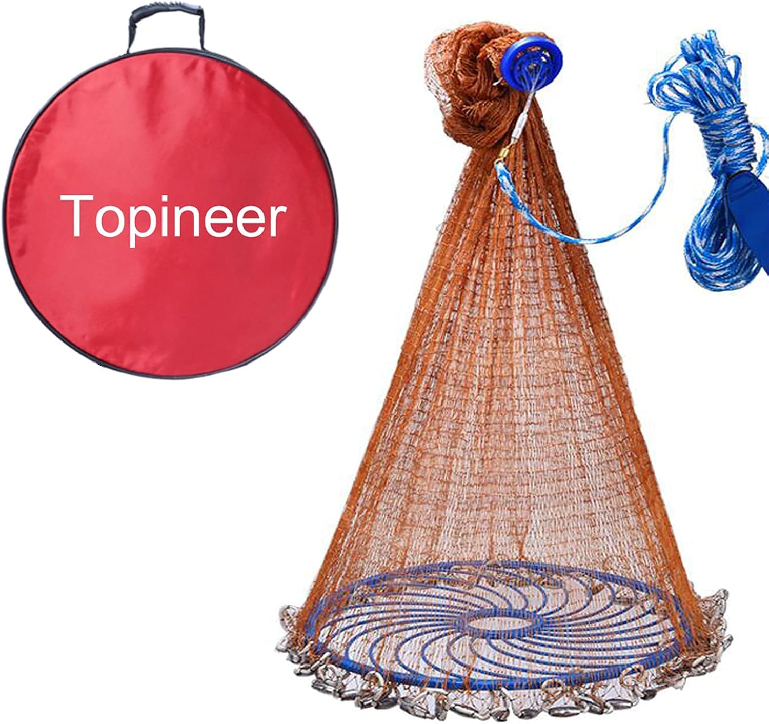 Flying Disc Cast Fishing Net with Lead Sinkers (9ft Radius) E65989