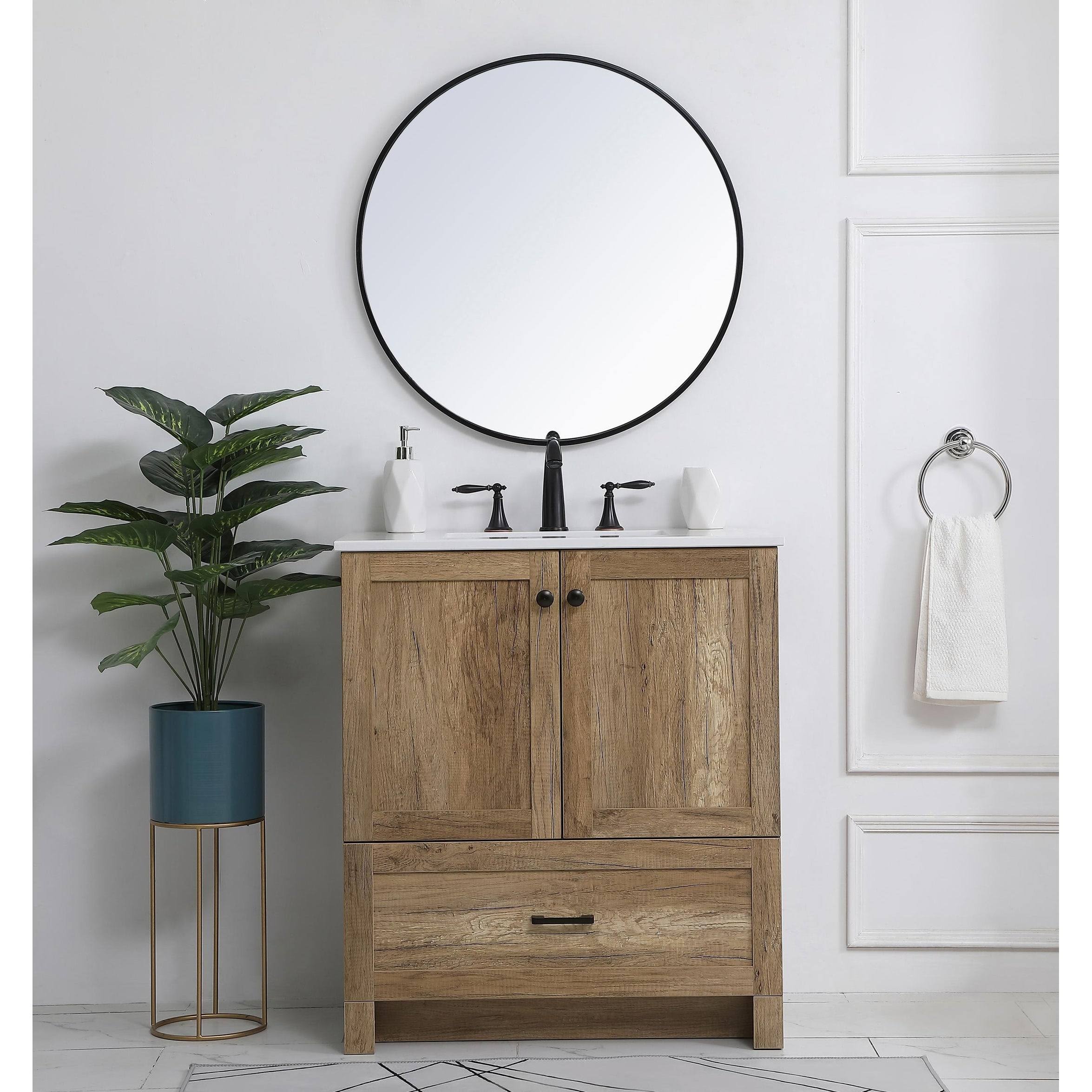 Farmhouse Vanity Cabinet Set with Top - 24 inch - Weathered Oak Z803599