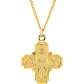 24k Gold Plated 29x29mm Polished Cross Medal Pendant Necklace With 24 Inch Chain I31069