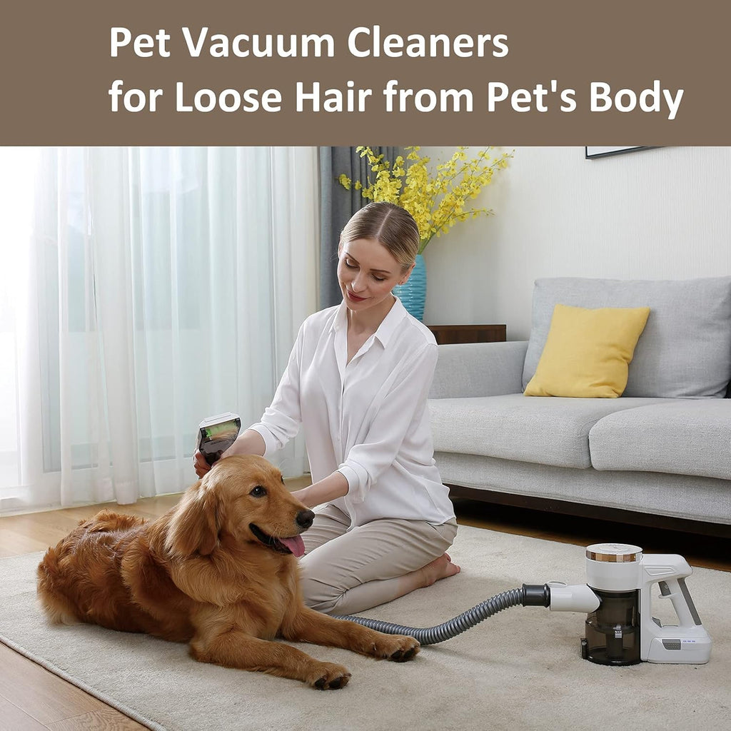 Cordless Pet Vacuum Cleaner with Grooming Brush, Stainless Comb Teeth Shedding Tool Kit J99791