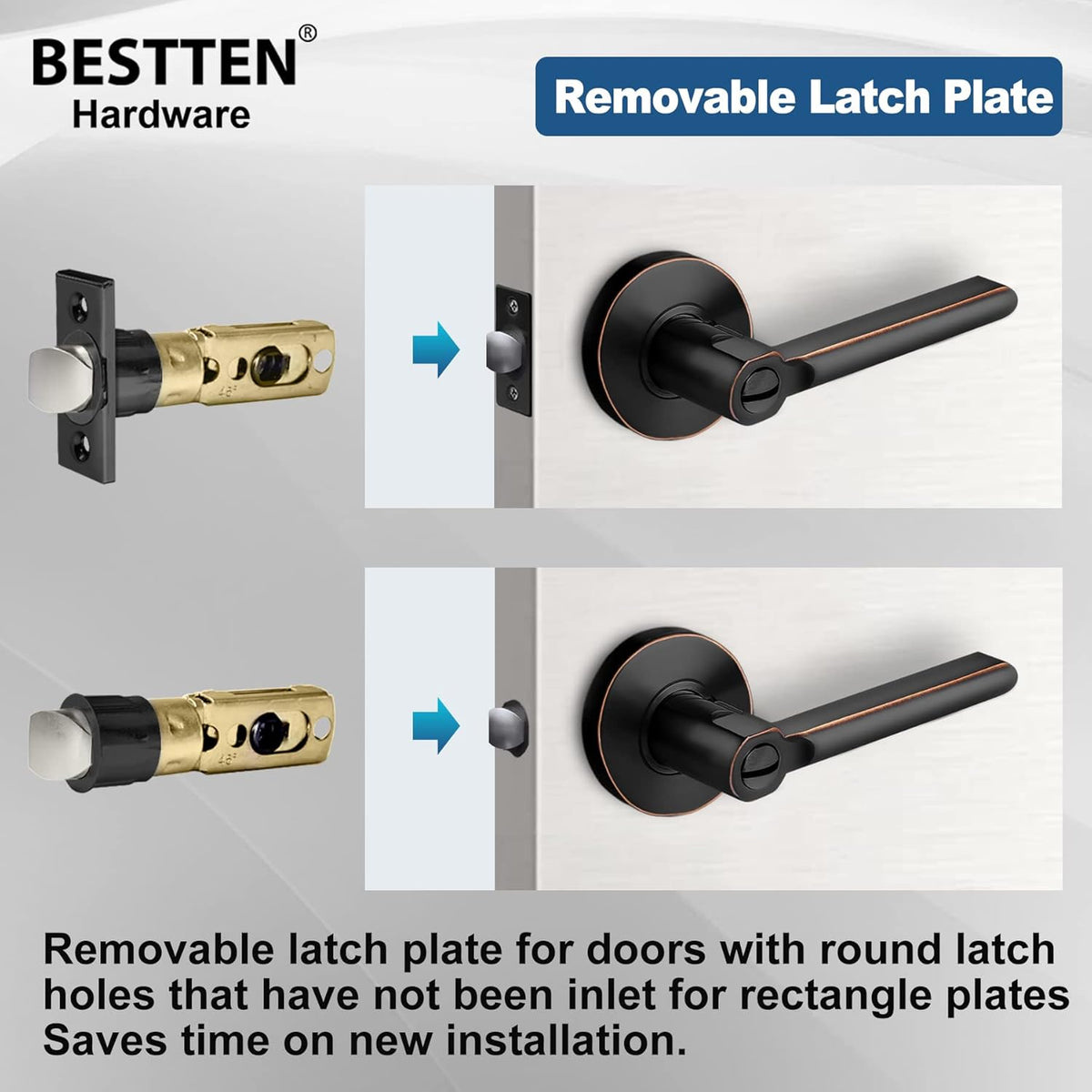 Oil Rubbed Bronze Privacy Door Handle with Removable Latch Plate B210