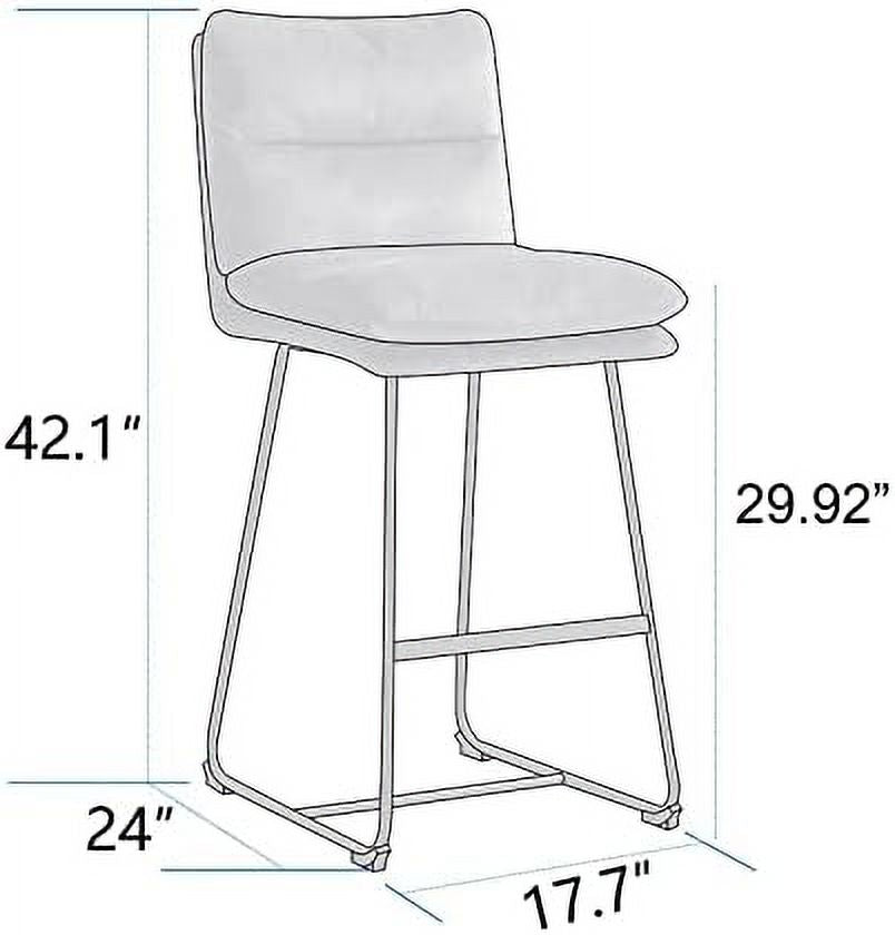 Mid-Century Modern Velvet Barstools Set of 2 M5399
