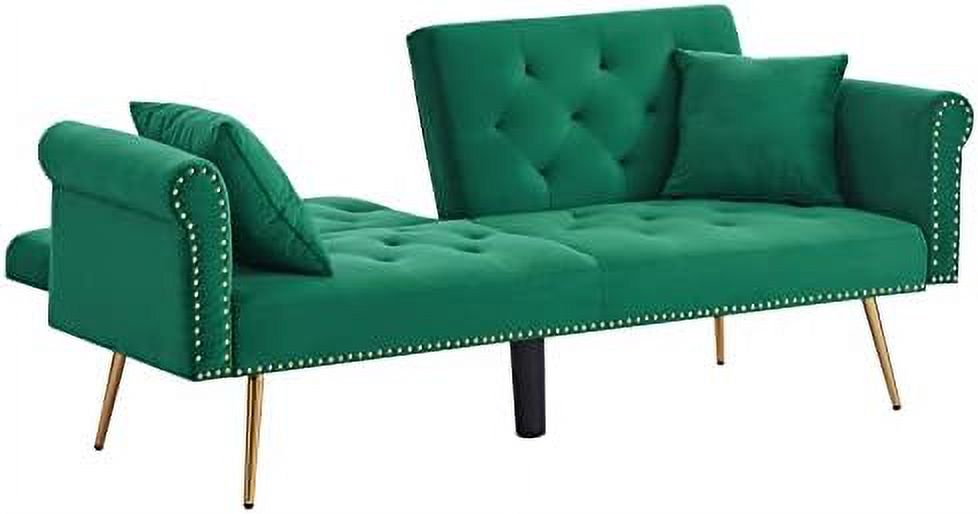 Modern Velvet 2 in 1 Futon Sofa Bed with 2 Pillows U933