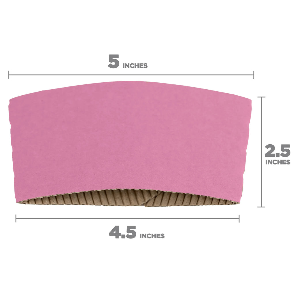 Pink Disposable Corrugated Cardboard Coffee Cup Sleeves, 500 Pack J900