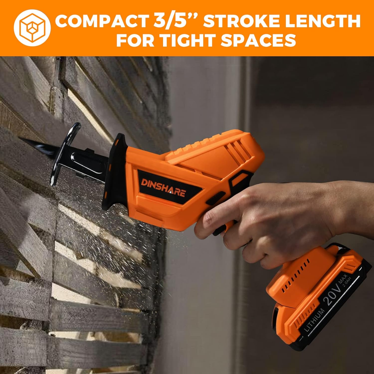 Cordless Reciprocating Saw, 20V 2.0Ah, 6 Saw Blades, Pack of 2 T62100