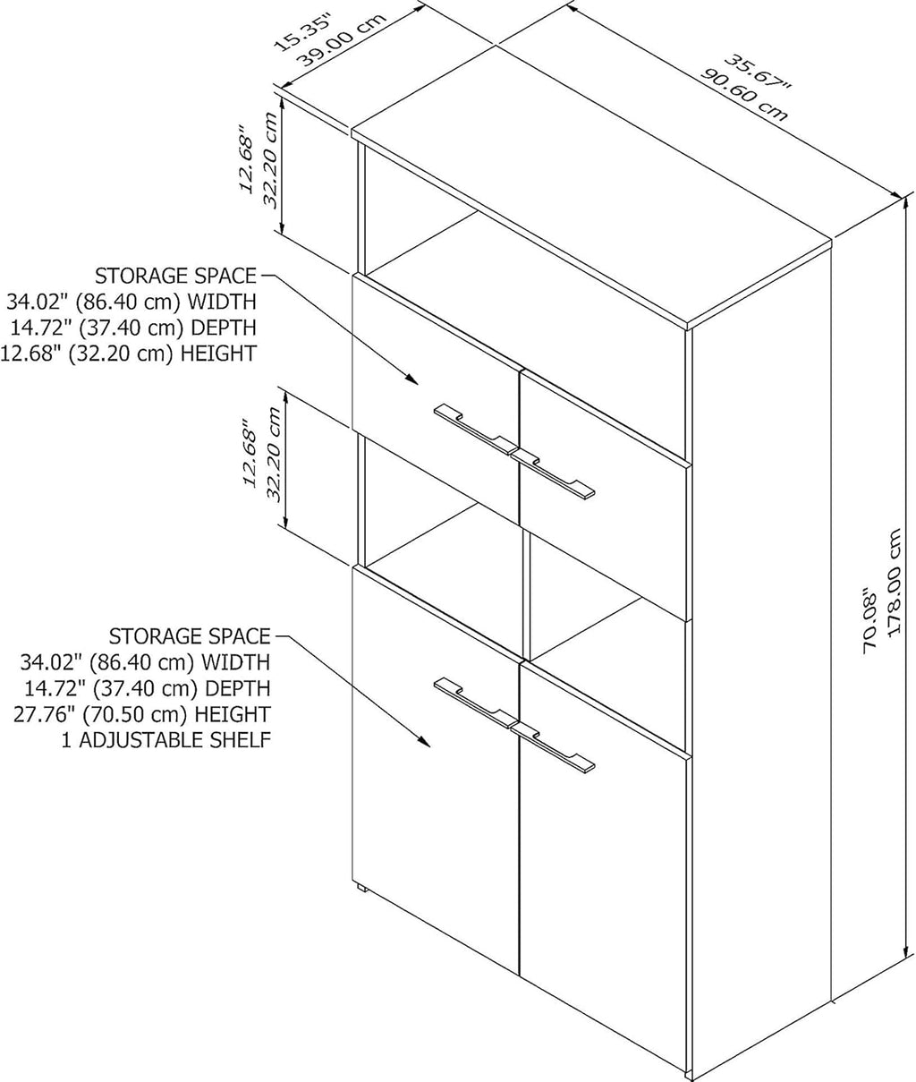 5 Shelf Bookcase with Doors in Modern Hickory E576