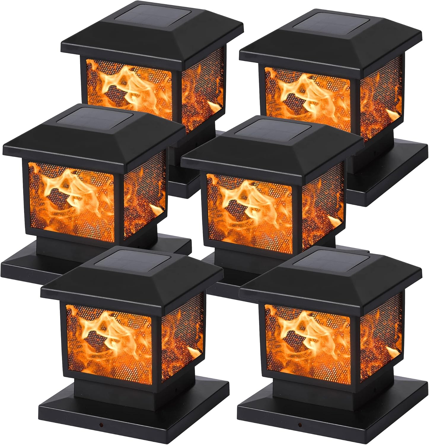 6 Pack Solar Flame Post Lights M822