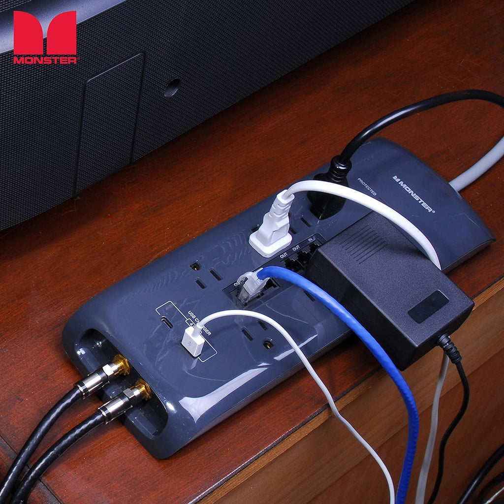 Power Strip Surge Protector with USB Ports, 8 Plug-ins and 2 USB, Pack of 2 D642081