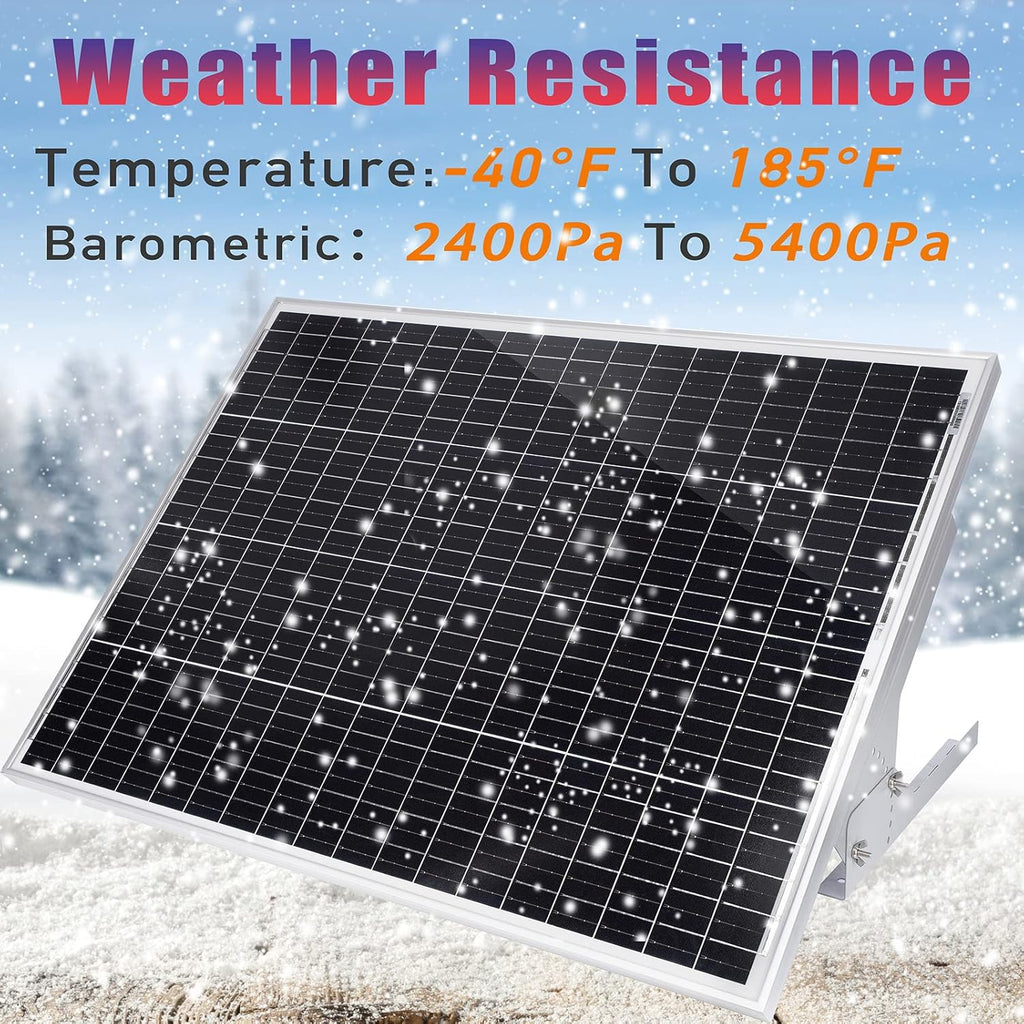 100 Watt 12V Solar Panel Kit with Adjustable Tilt Mount Brackets and 30A PWM Solar Charge Controller W454637