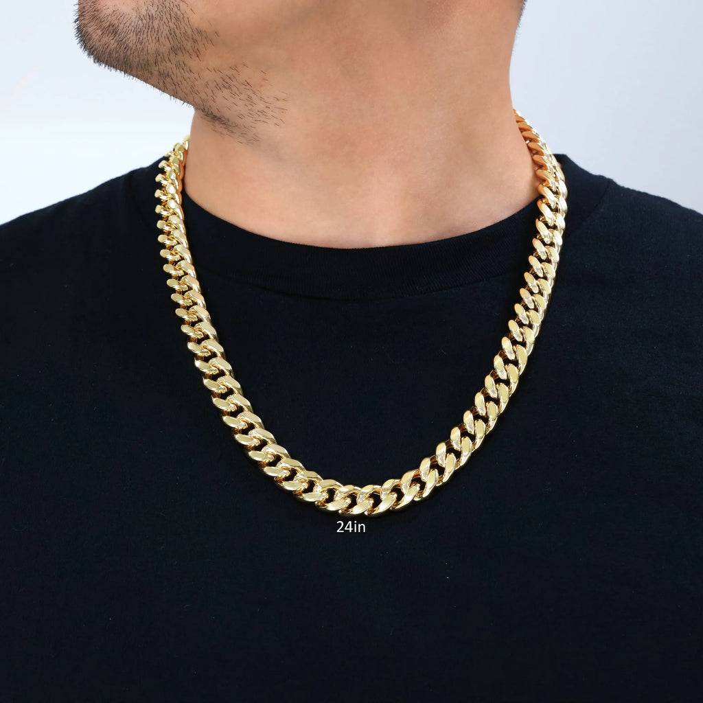 14k Yellow Gold Miami Cuban Link Chain Necklace 20" - 30" W193