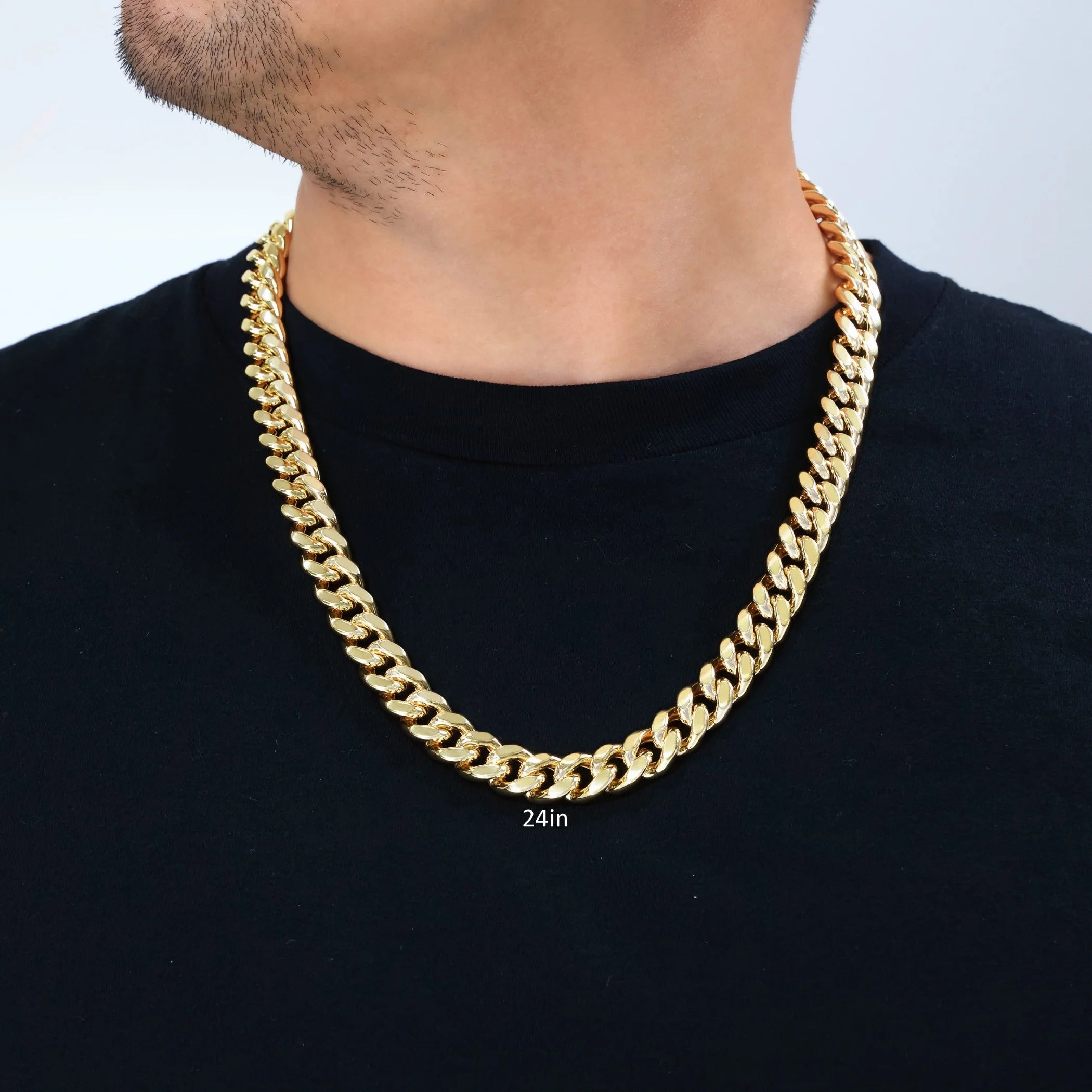 14k Yellow Gold Miami Cuban Link Chain Necklace 20" - 30" W193