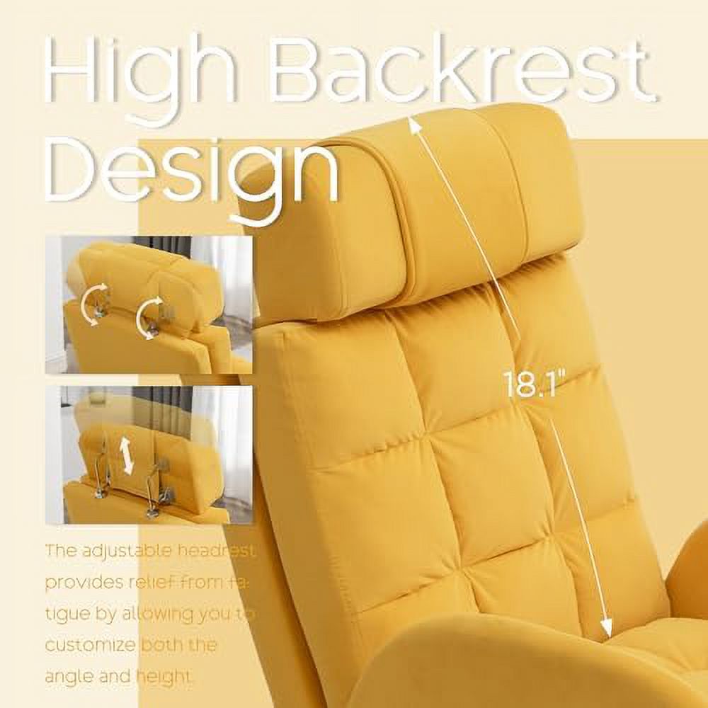 Yellow Velvet Accent Chair with Ottoman S910939