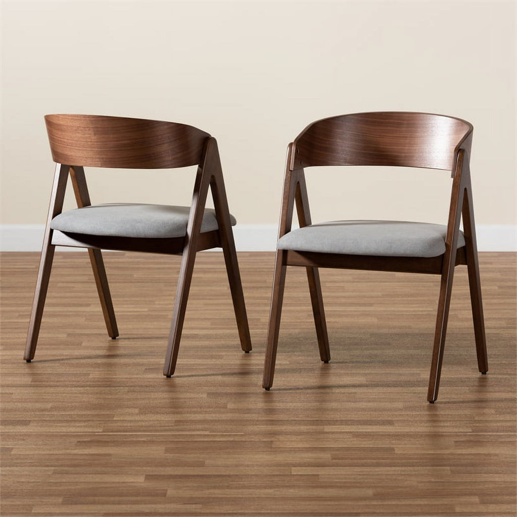 Grey and Brown Finished Wood 2-Piece Dining Chair Set E884