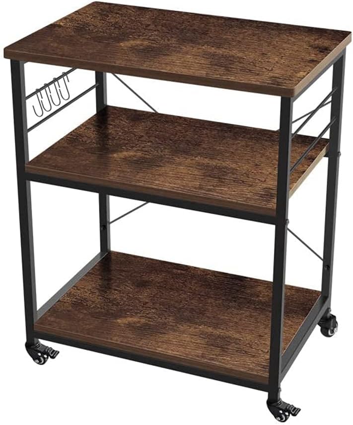 Light walnut 3 Tier Kitchen Cart U743032