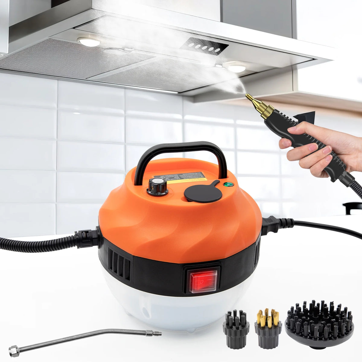 2500W High Pressure Portable Handheld Steam Cleaner with 3 Brush Heads L397264