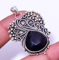 Black Onyx 925 Silver Plated Pendant 1.95" G585040