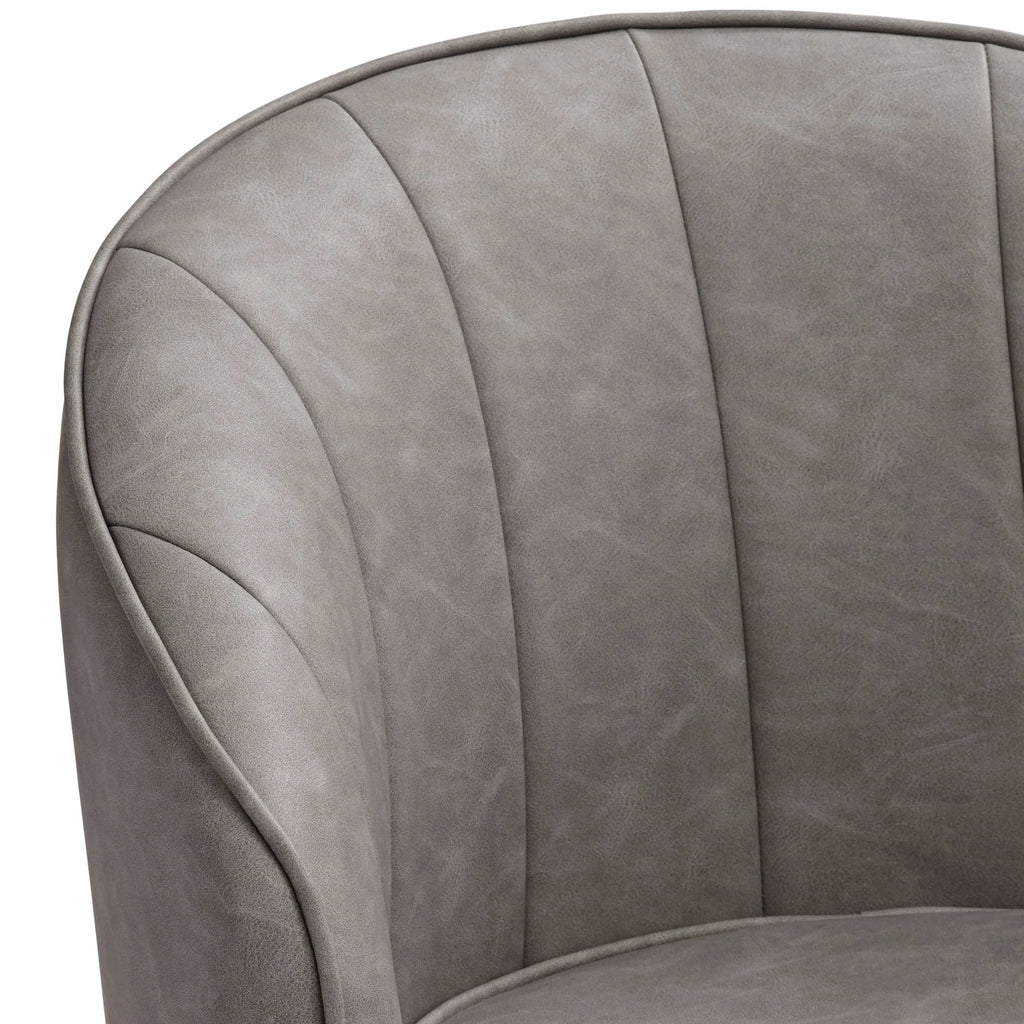 Chrome Swivel Bar Stool 31" High Gray Faux Leather Tufted Cushion with Backrest Footrest Q5224