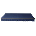 Black Frame Retractable Patio Canopy Awning Blue J1849