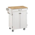 White Kitchen Cart with Natural Wood Top N991847