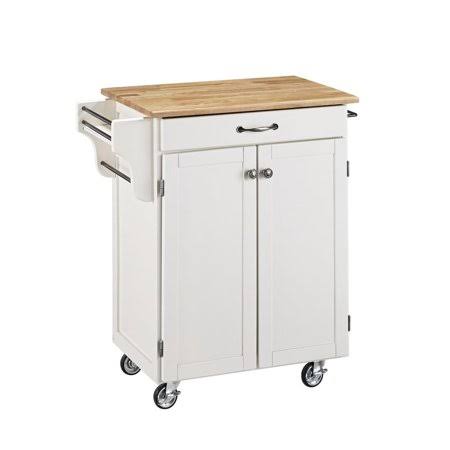 White Kitchen Cart with Natural Wood Top N991847