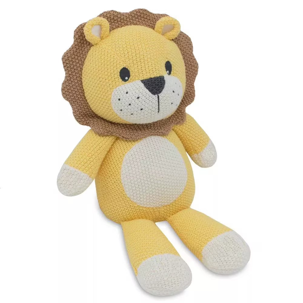 Plush Knit Leo Lion Baby Toy Stuffed Animal with Rattle U388
