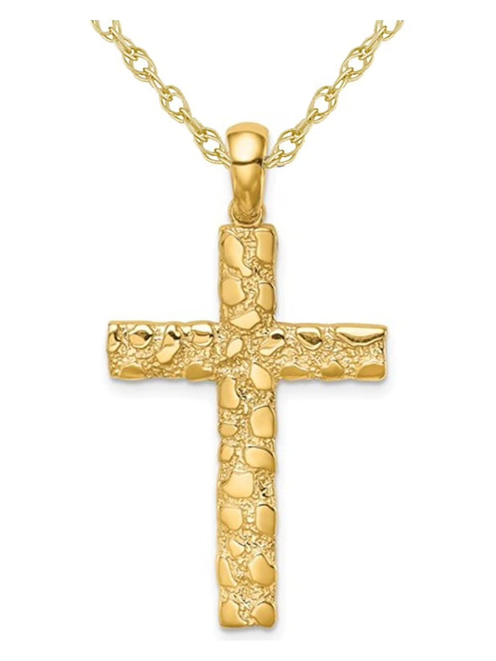 10K Yellow Gold Cross Pendant Necklace with Chain R9038