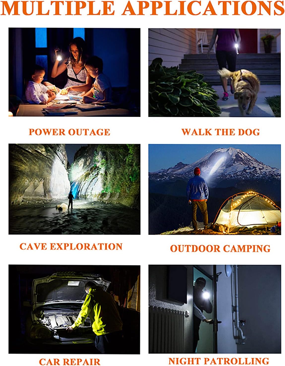 1200 Lumen LED Rechargeable Flashlight with Power Display, IP67 Waterproof, 5 Light Modes E59387