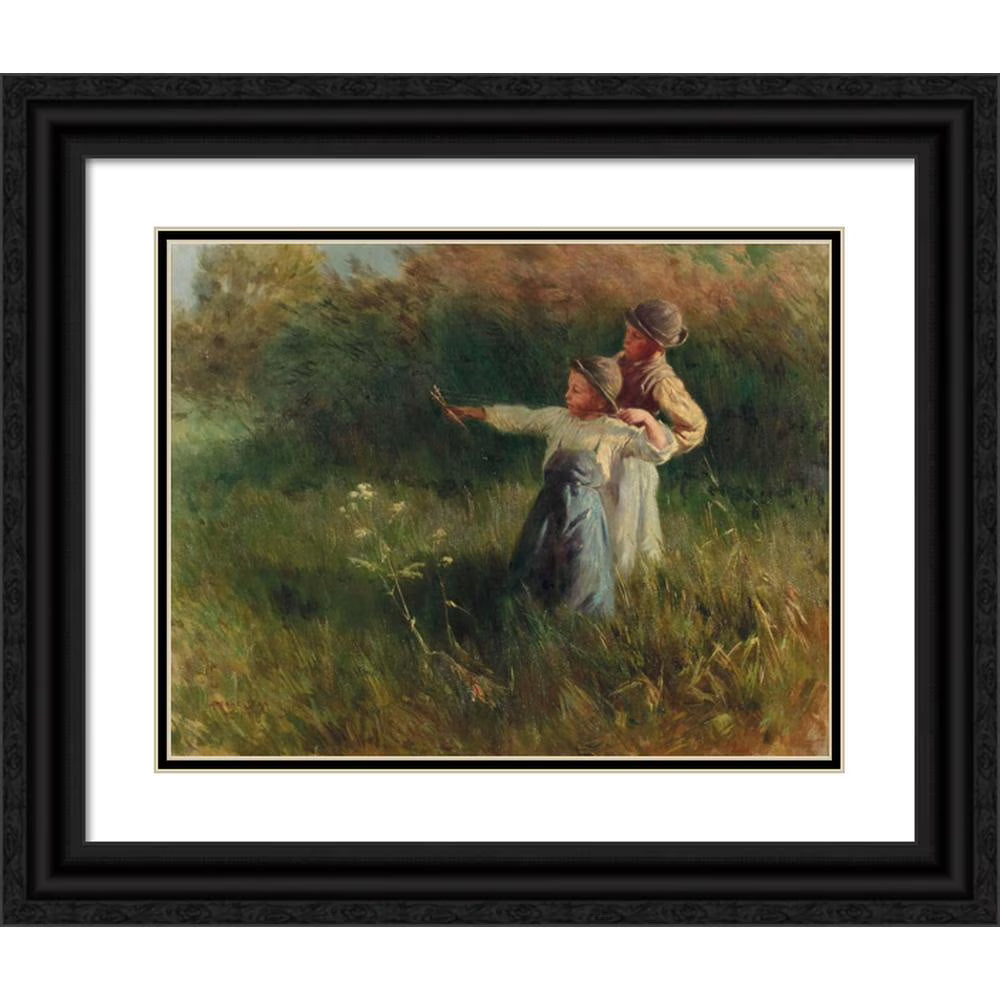 Black Ornate Wood Framed Double Matted Art Print C682