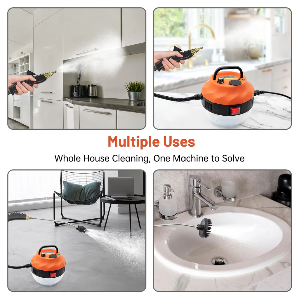 2500W High Pressure Portable Handheld Steam Cleaner with 3 Brush Heads L397264
