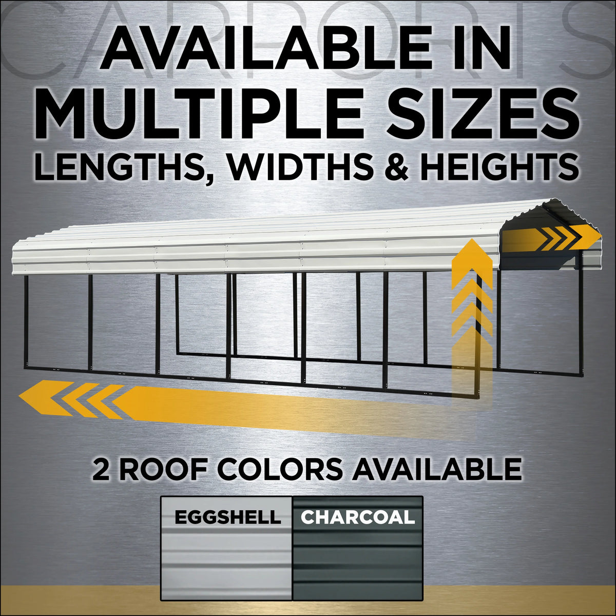 Galvanized Steel Carport Kit, 10' x 20' x 9', Charcoal N56773