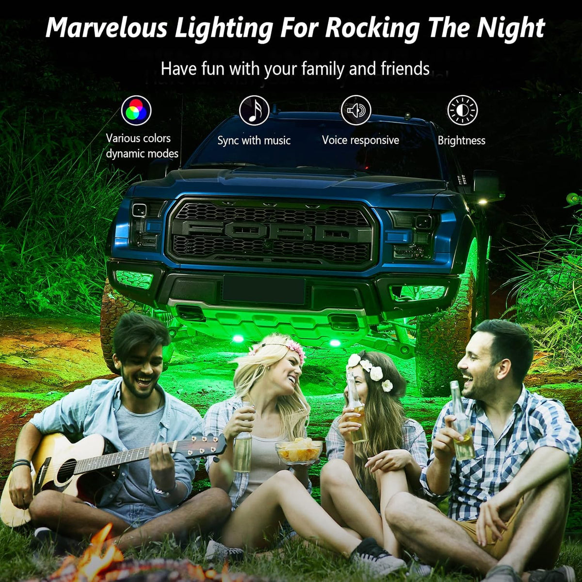 RGB LED Underglow Lighting Kit, 6 Pods, IP68 Waterproof, Pack of 2 S4015