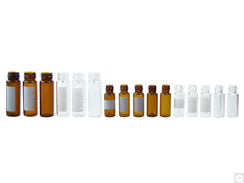 12 x 32 mm 2 ml Clear Borosilicate Glass Screw Thread Vial with White Graduation Spot N556066