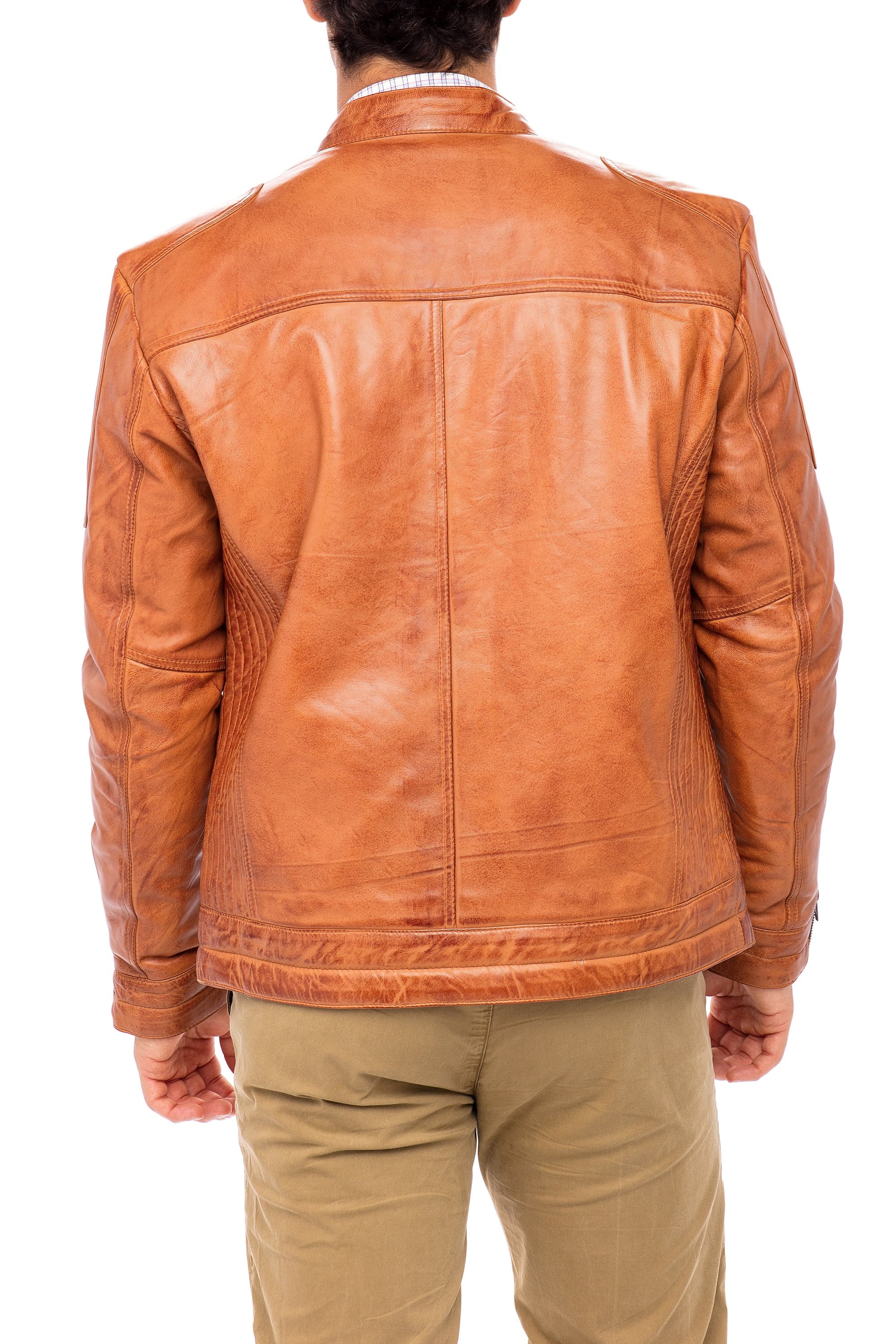 Camel Sheepskin Leather Jacket Size M S22688