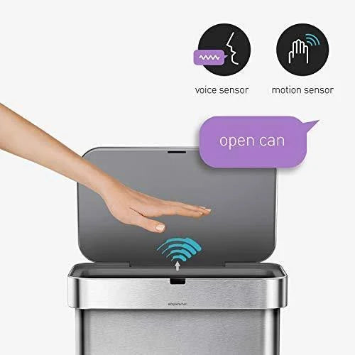 Rose Gold Stainless Steel 58-Liter Rectangular Sensor Trash Can Q716